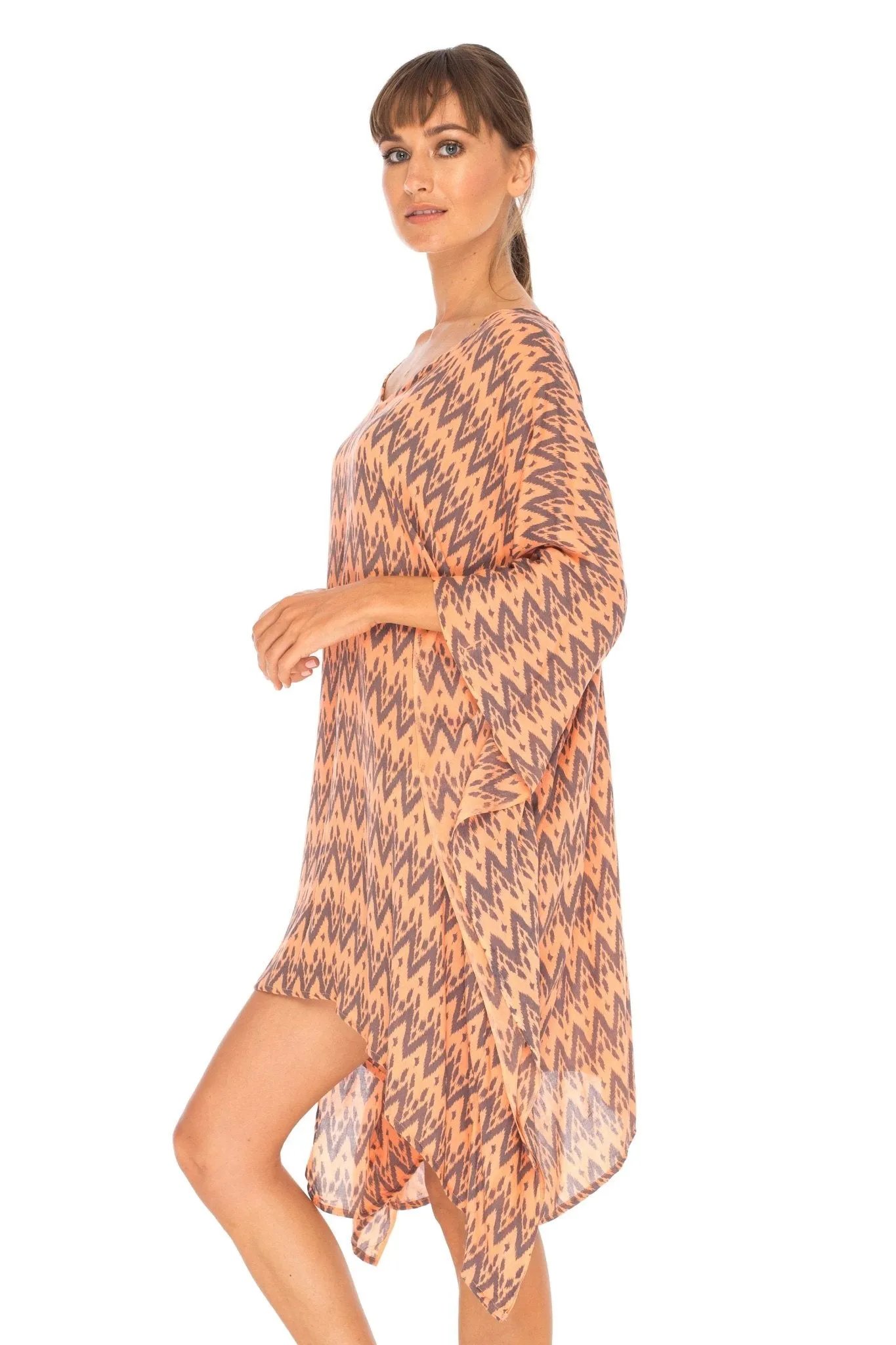 SHU-SHI Women's Short Beach Poncho Dress Kaftan - Loose Swimsuit Cover Up Top