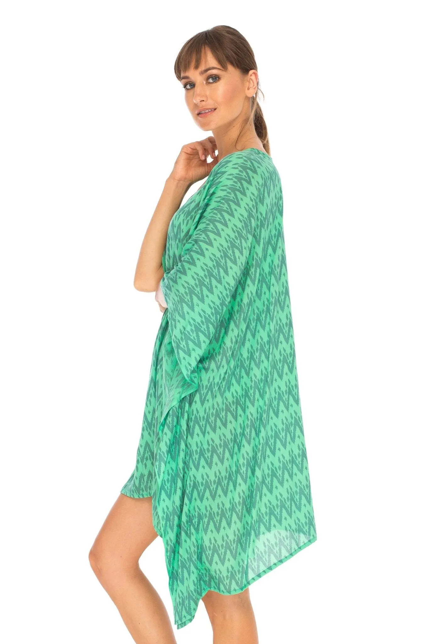 SHU-SHI Women's Short Beach Poncho Dress Kaftan - Loose Swimsuit Cover Up Top