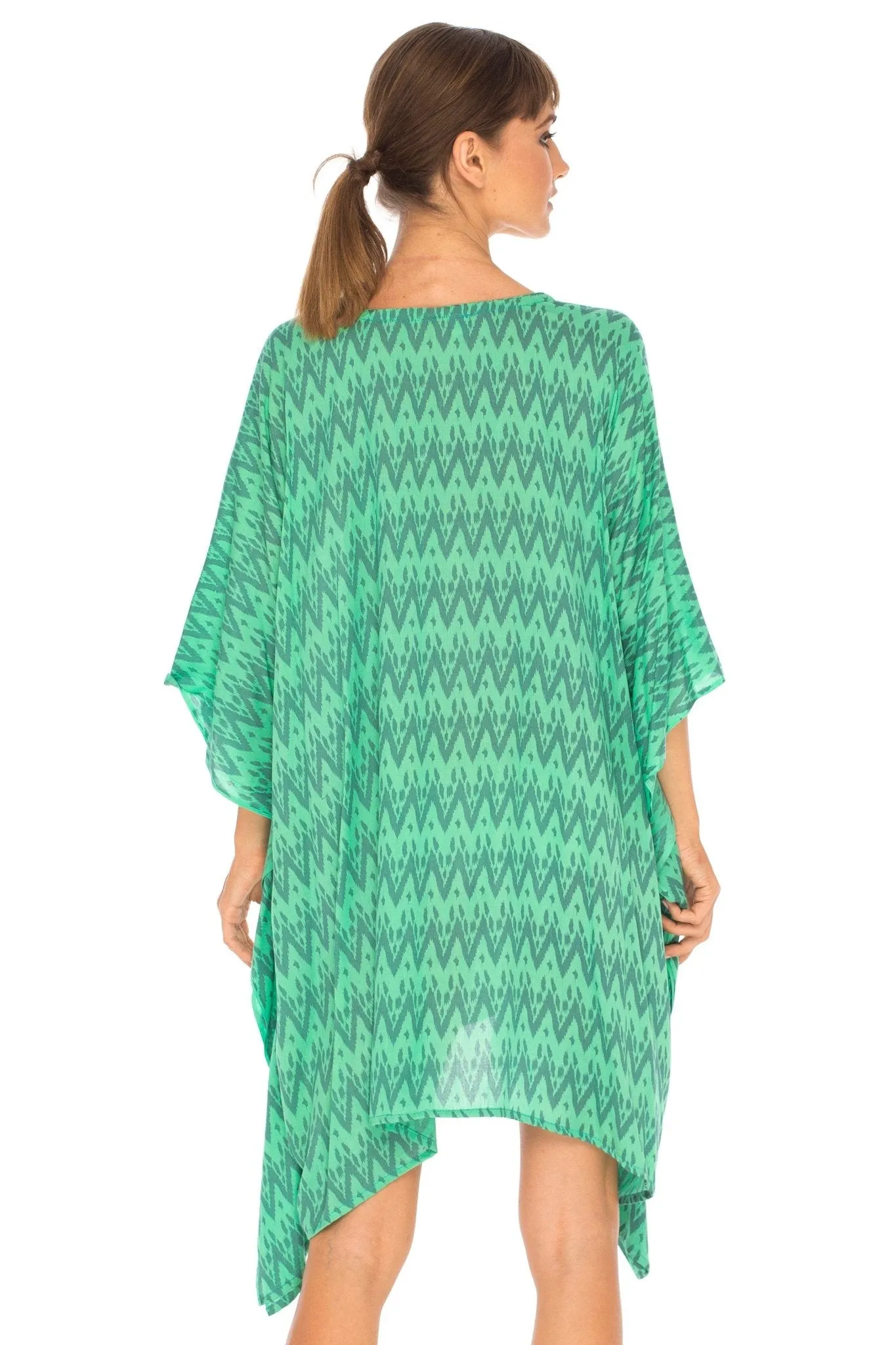 SHU-SHI Women's Short Beach Poncho Dress Kaftan - Loose Swimsuit Cover Up Top