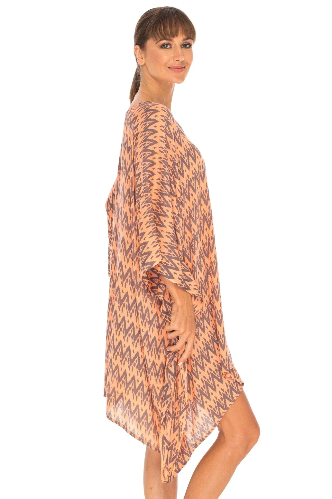 SHU-SHI Women's Short Beach Poncho Dress Kaftan - Loose Swimsuit Cover Up Top