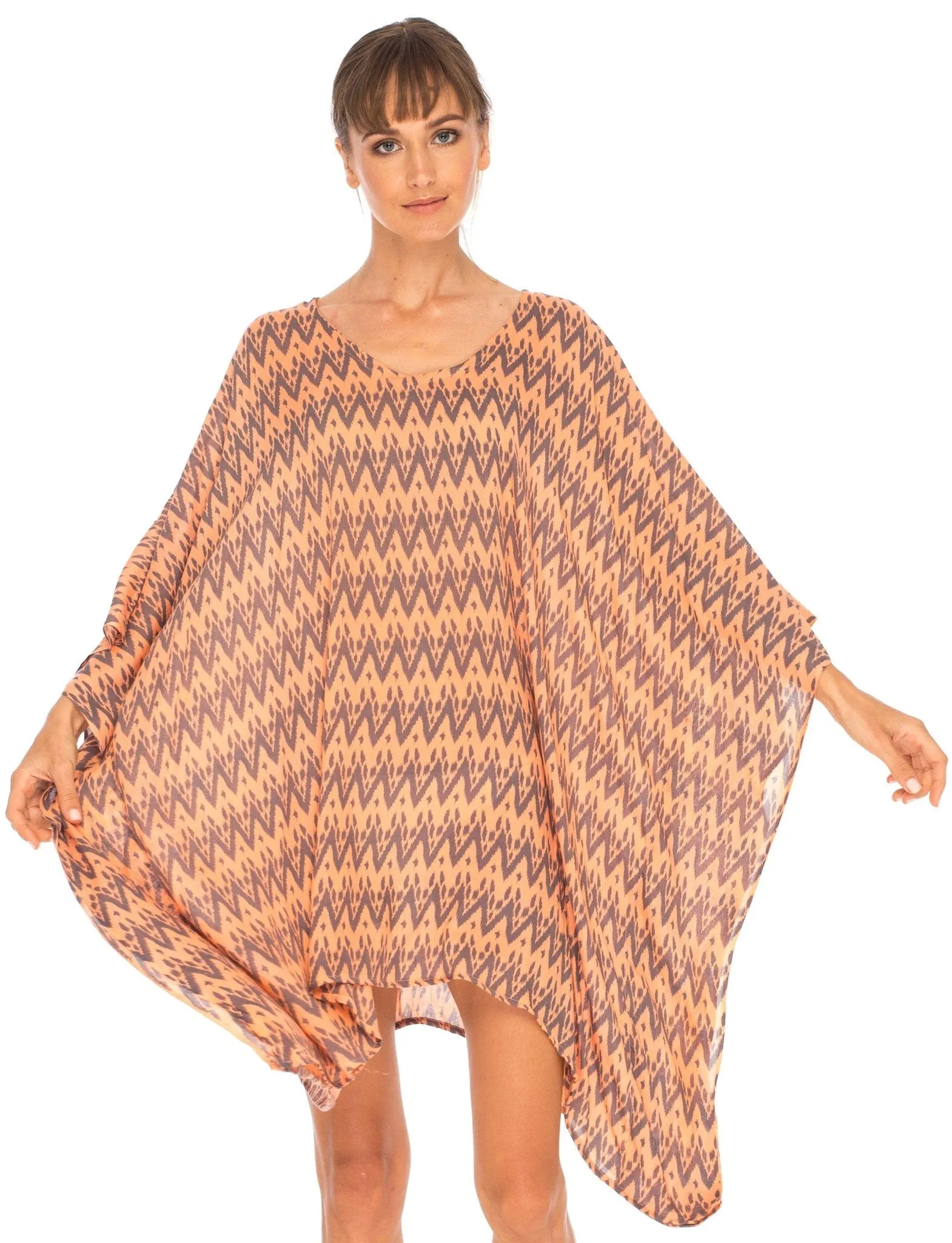 SHU-SHI Women's Short Beach Poncho Dress Kaftan - Loose Swimsuit Cover Up Top