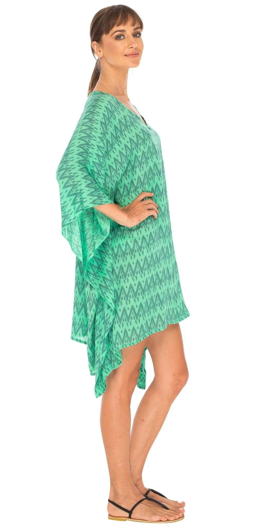 SHU-SHI Women's Short Beach Poncho Dress Kaftan - Loose Swimsuit Cover Up Top