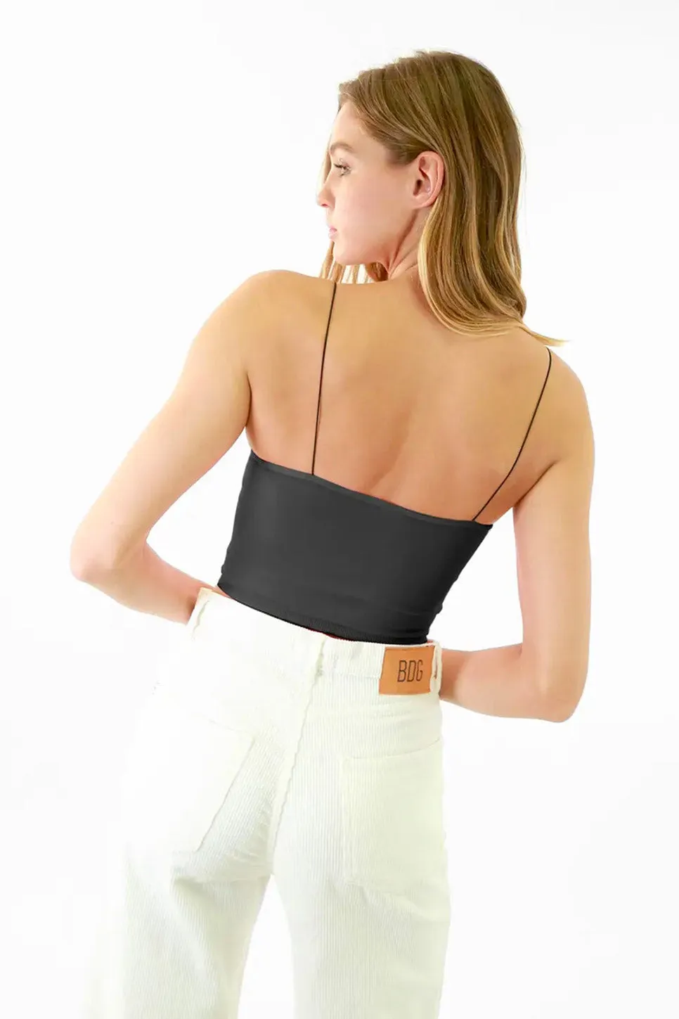 SKINNY STRAP CROPPED CAMI O/S