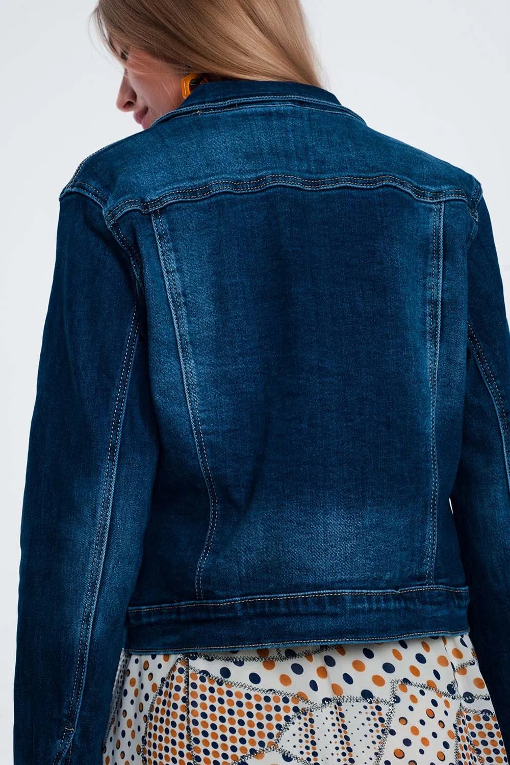 Skinny western denim jacket in mid wash