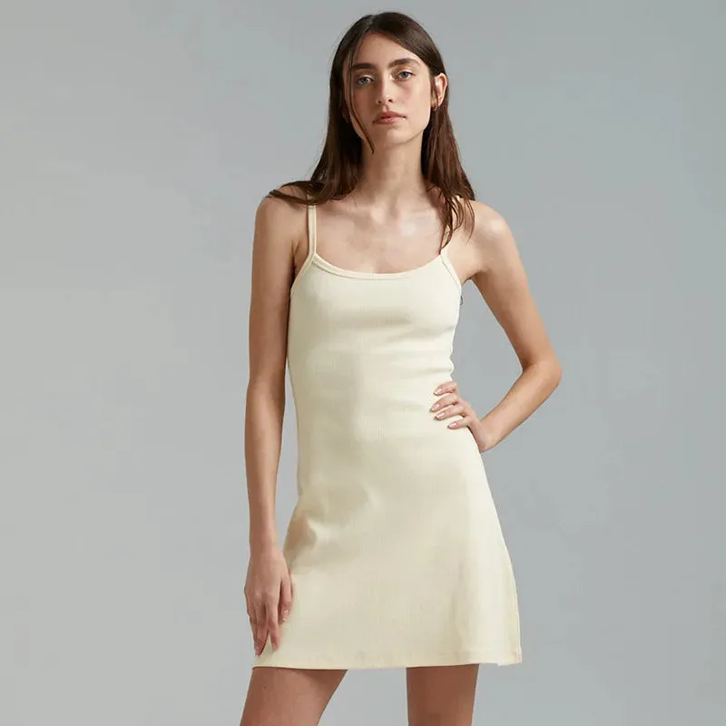 Solid Basic Sexy Spaghetti Strapped Sleeveless High Waist Casual Short Mini Dress for Summer