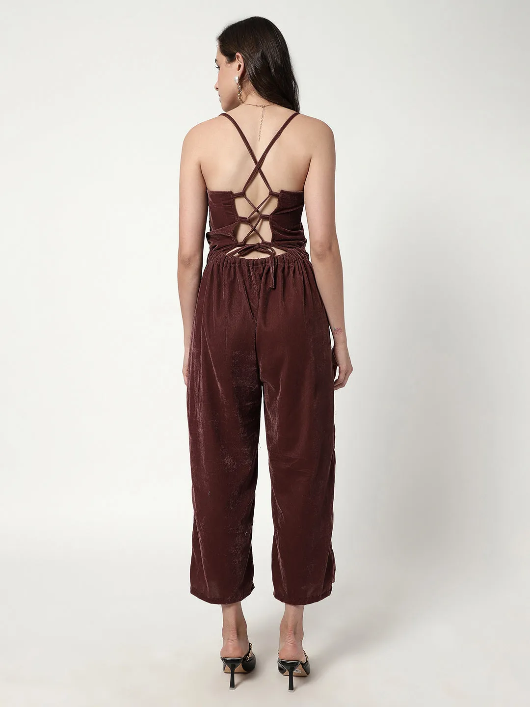 Solid Velvet Jumpsuit (Set Of 1)