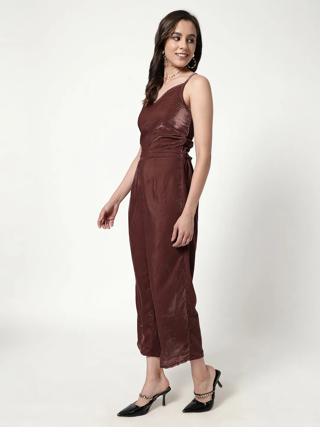 Solid Velvet Jumpsuit (Set Of 1)