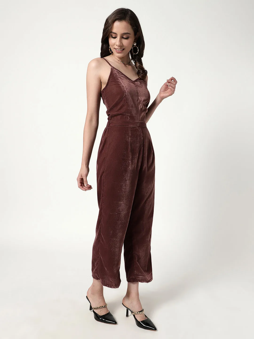 Solid Velvet Jumpsuit (Set Of 1)