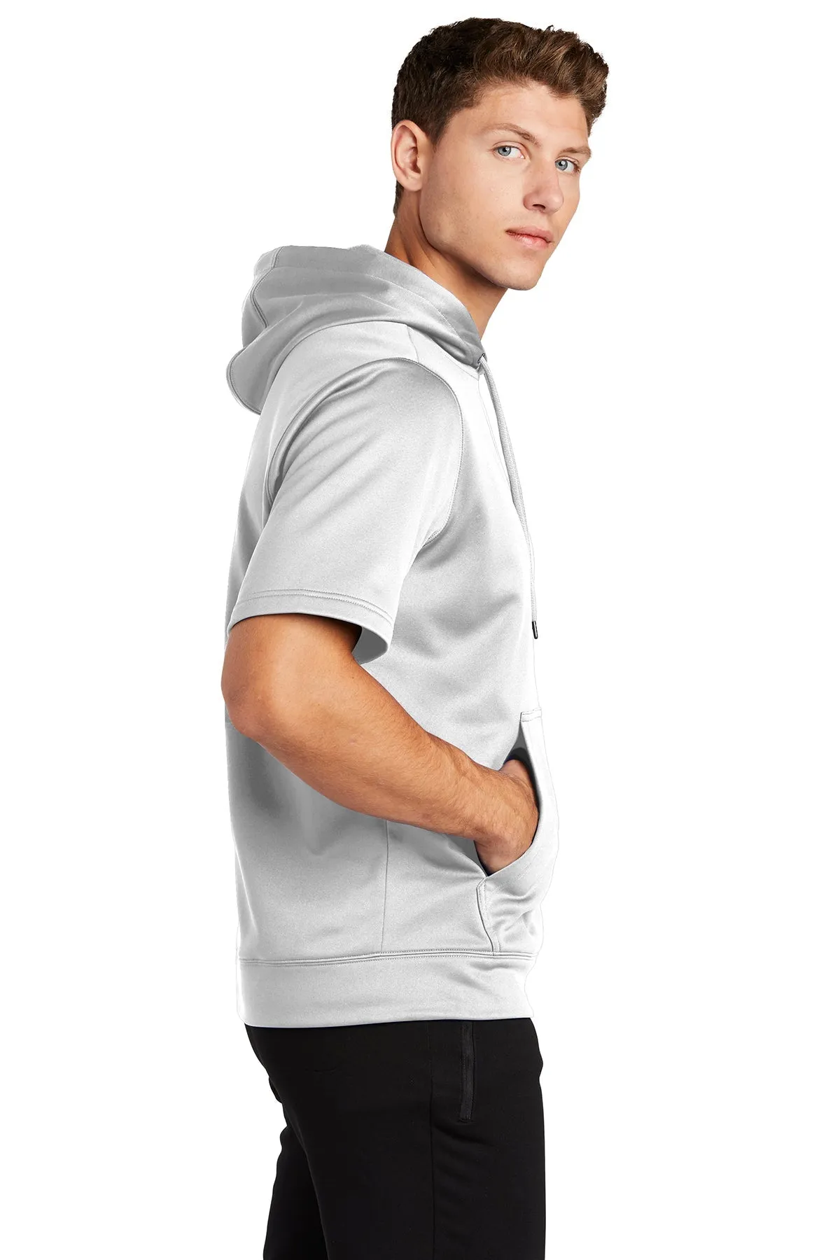 Sport-Tek Sport-Wick Fleece Short Sleeve Hooded Custom Pullovers, White