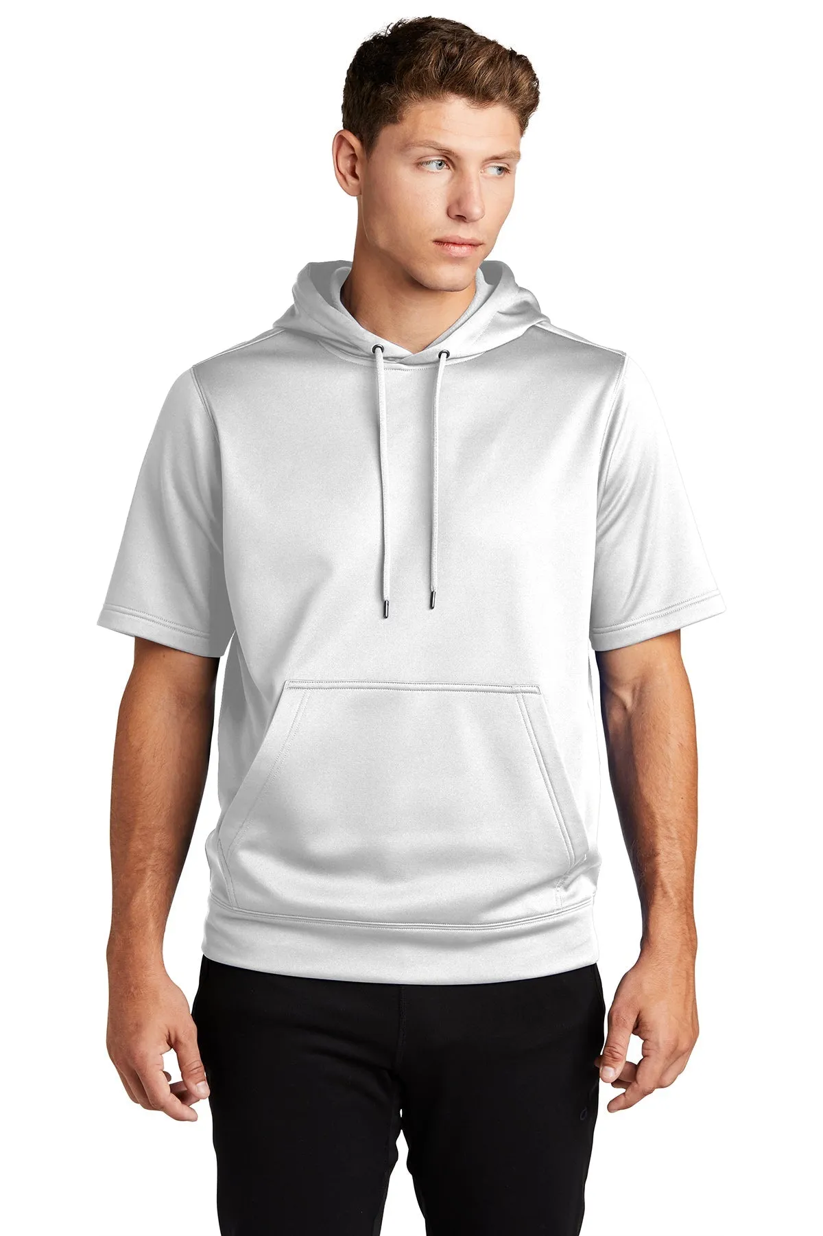 Sport-Tek Sport-Wick Fleece Short Sleeve Hooded Custom Pullovers, White