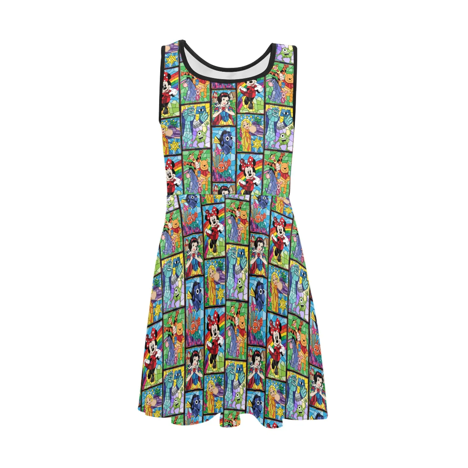 Stained Glass Characters Girls' Sleeveless Sundress