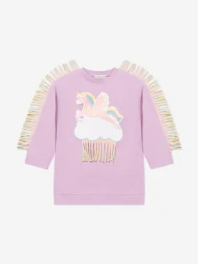 Stella McCartney Girls Unicorn Sweater Dress in Purple