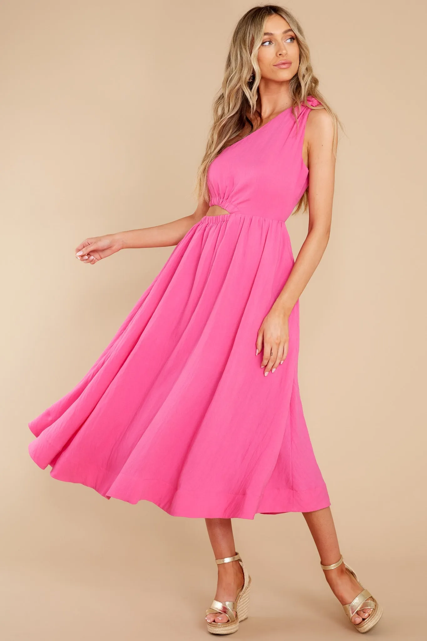 Strike First Hot Pink Midi Dress