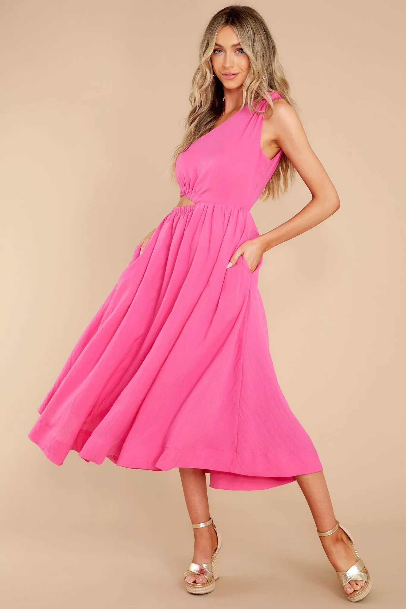 Strike First Hot Pink Midi Dress