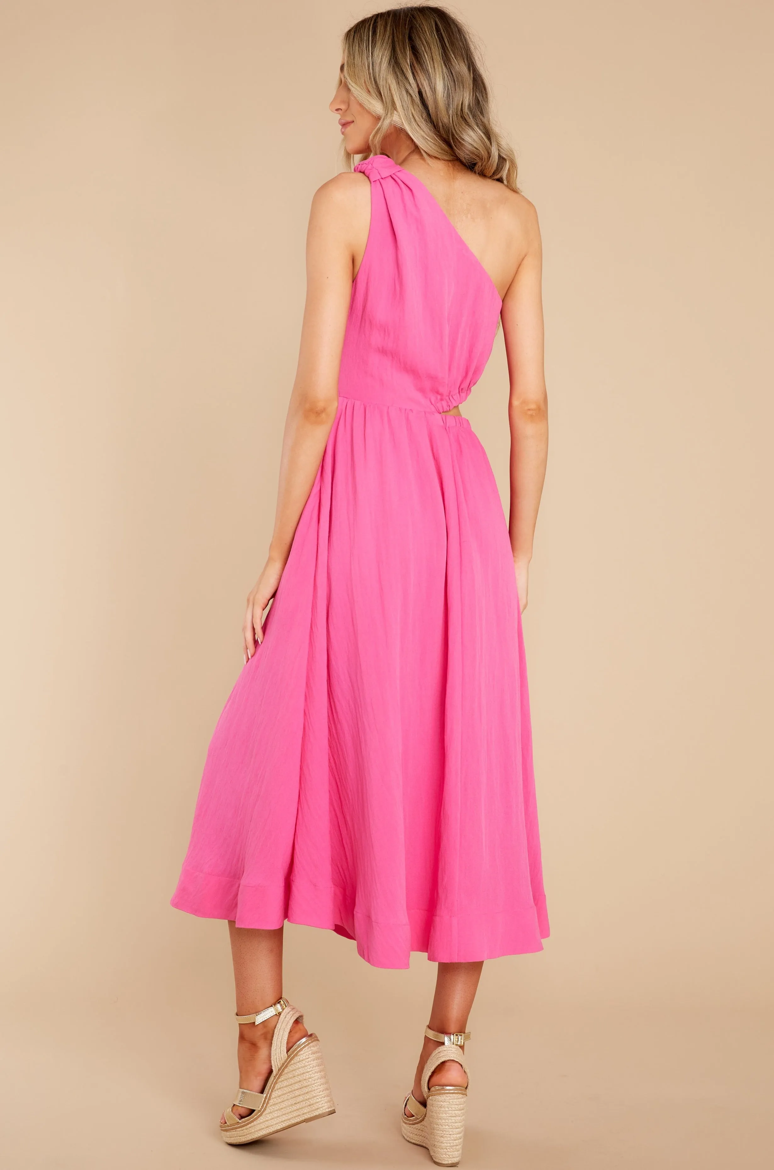 Strike First Hot Pink Midi Dress