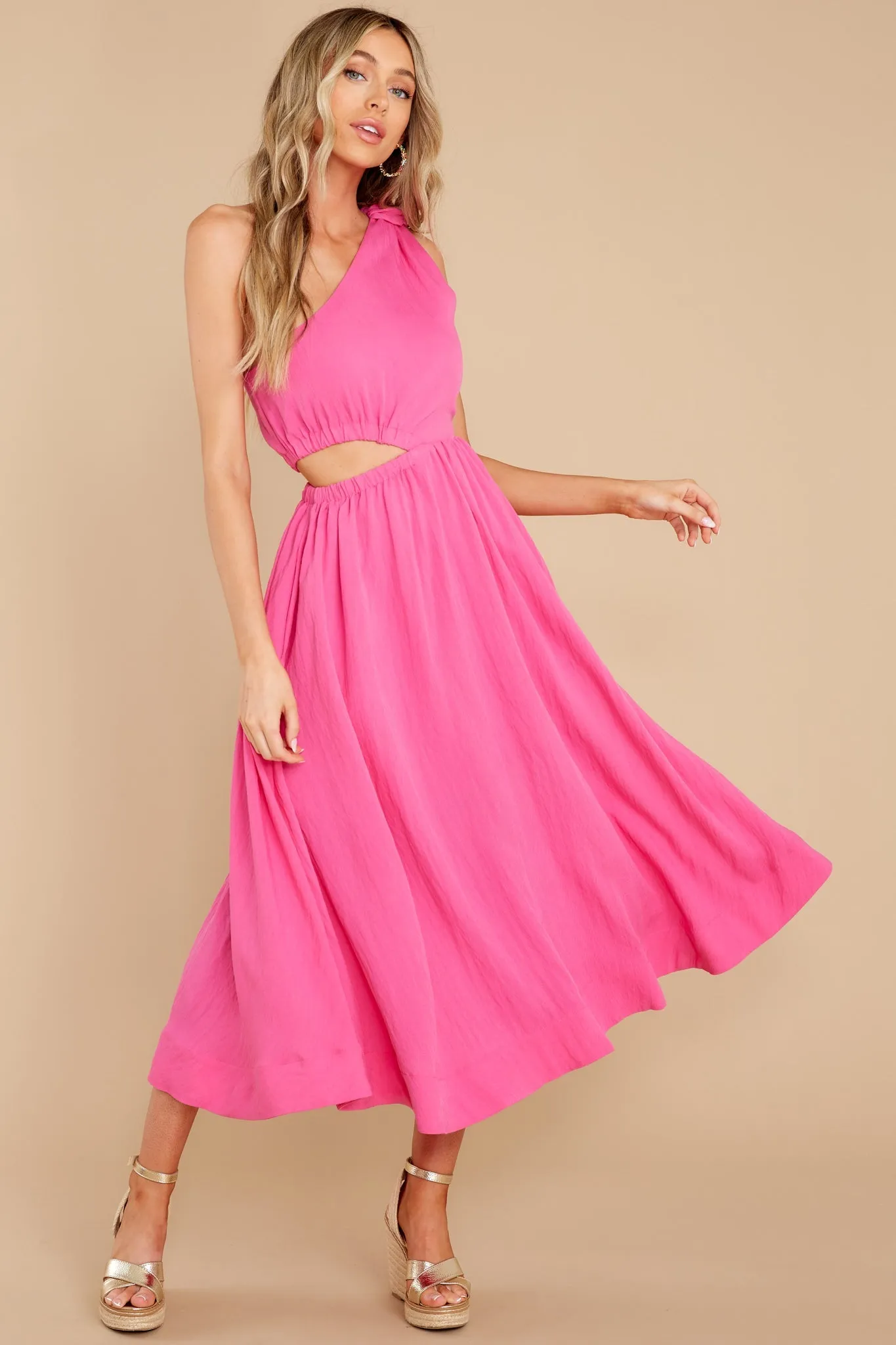 Strike First Hot Pink Midi Dress