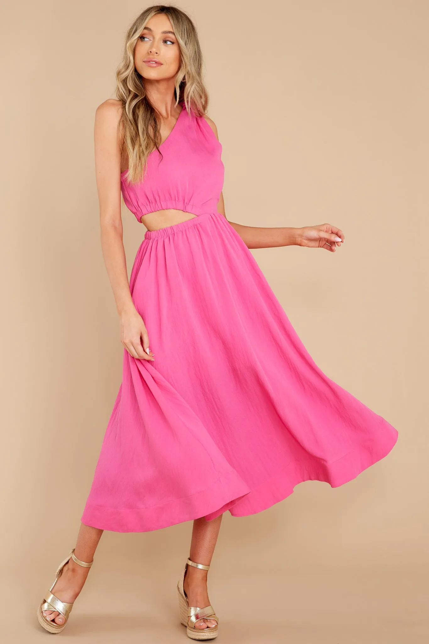 Strike First Hot Pink Midi Dress