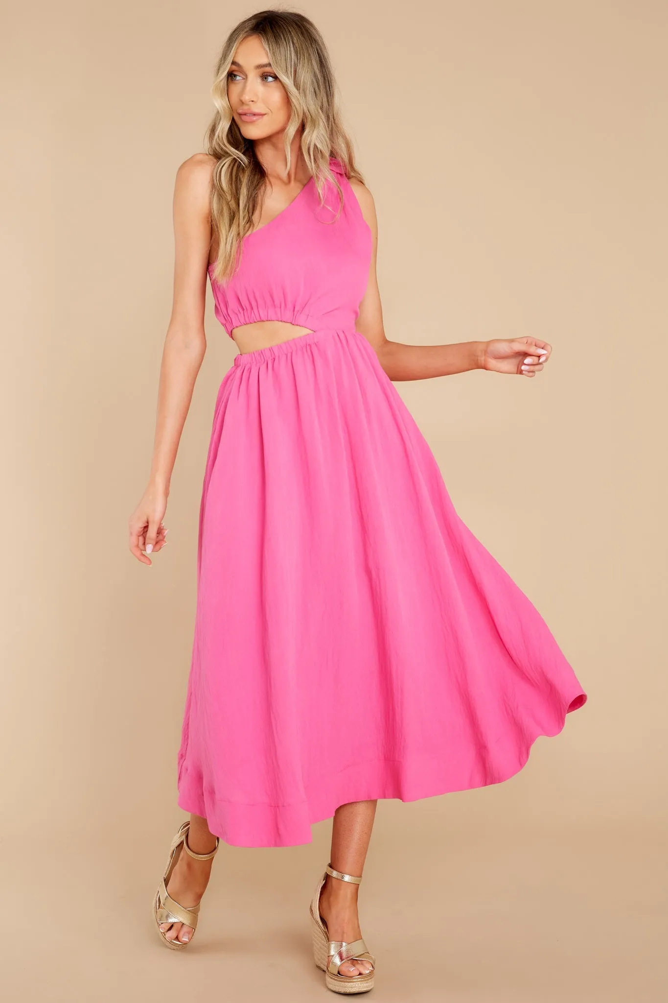 Strike First Hot Pink Midi Dress