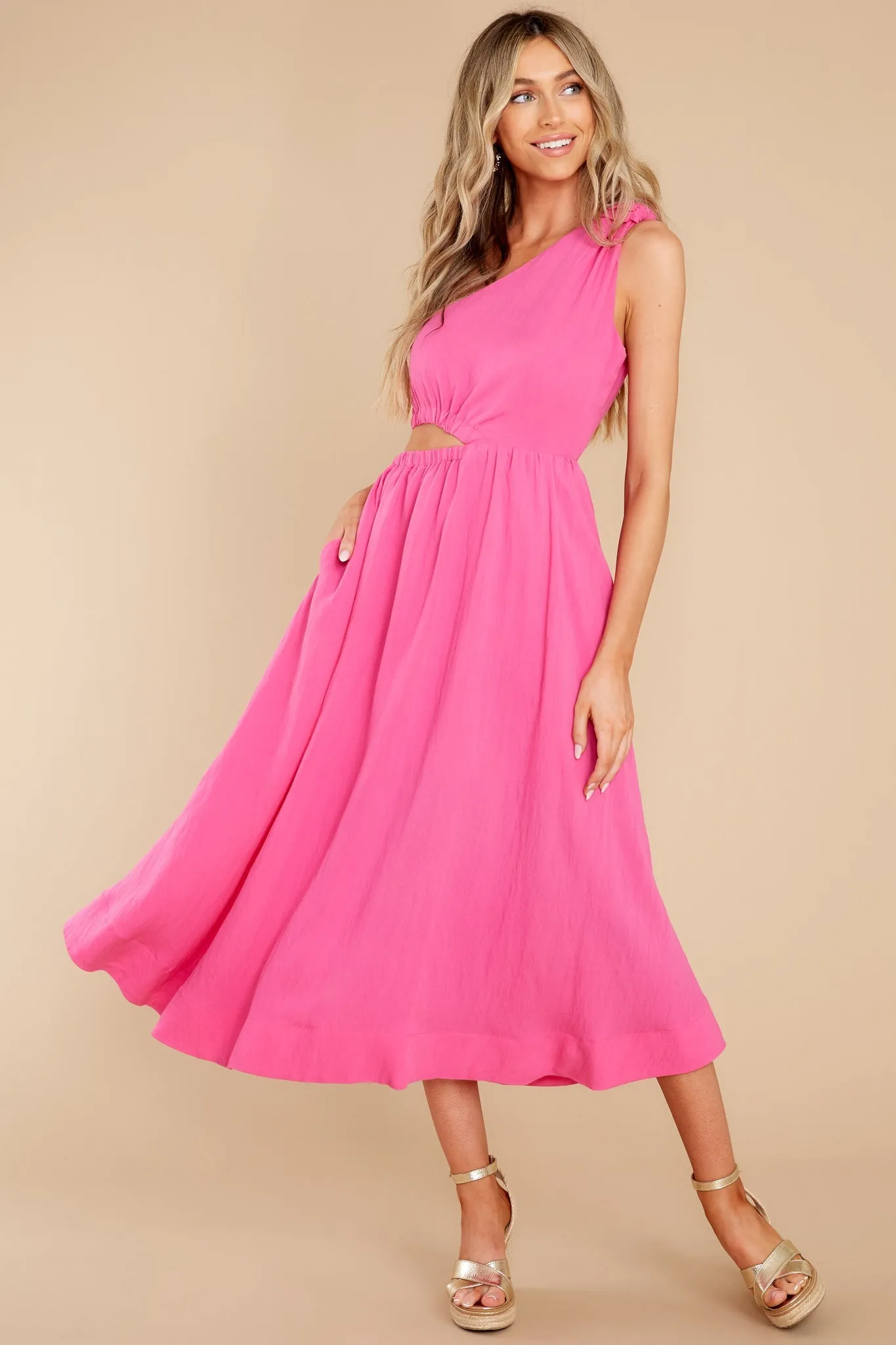 Strike First Hot Pink Midi Dress