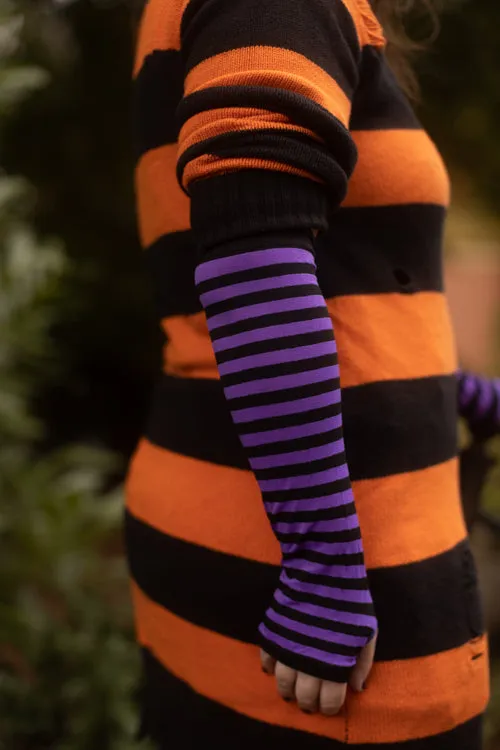 Striped Nylon Arm Warmers