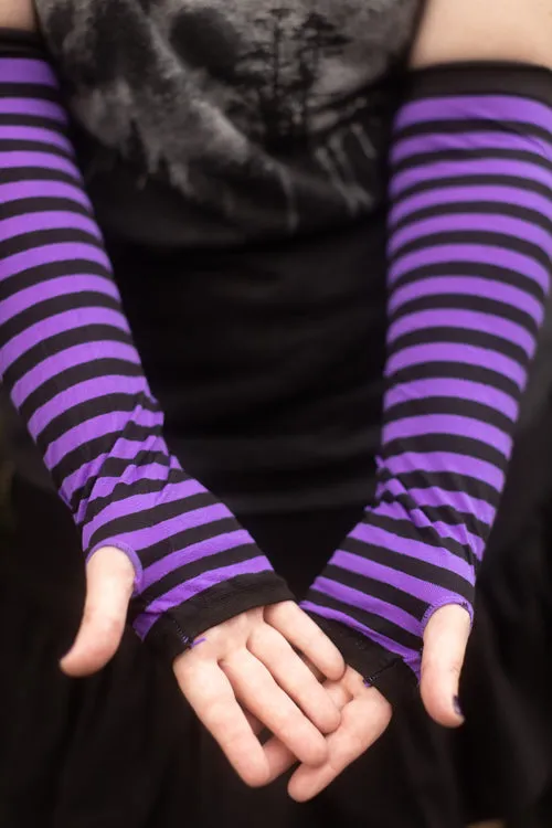 Striped Nylon Arm Warmers