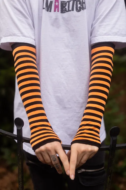 Striped Nylon Arm Warmers