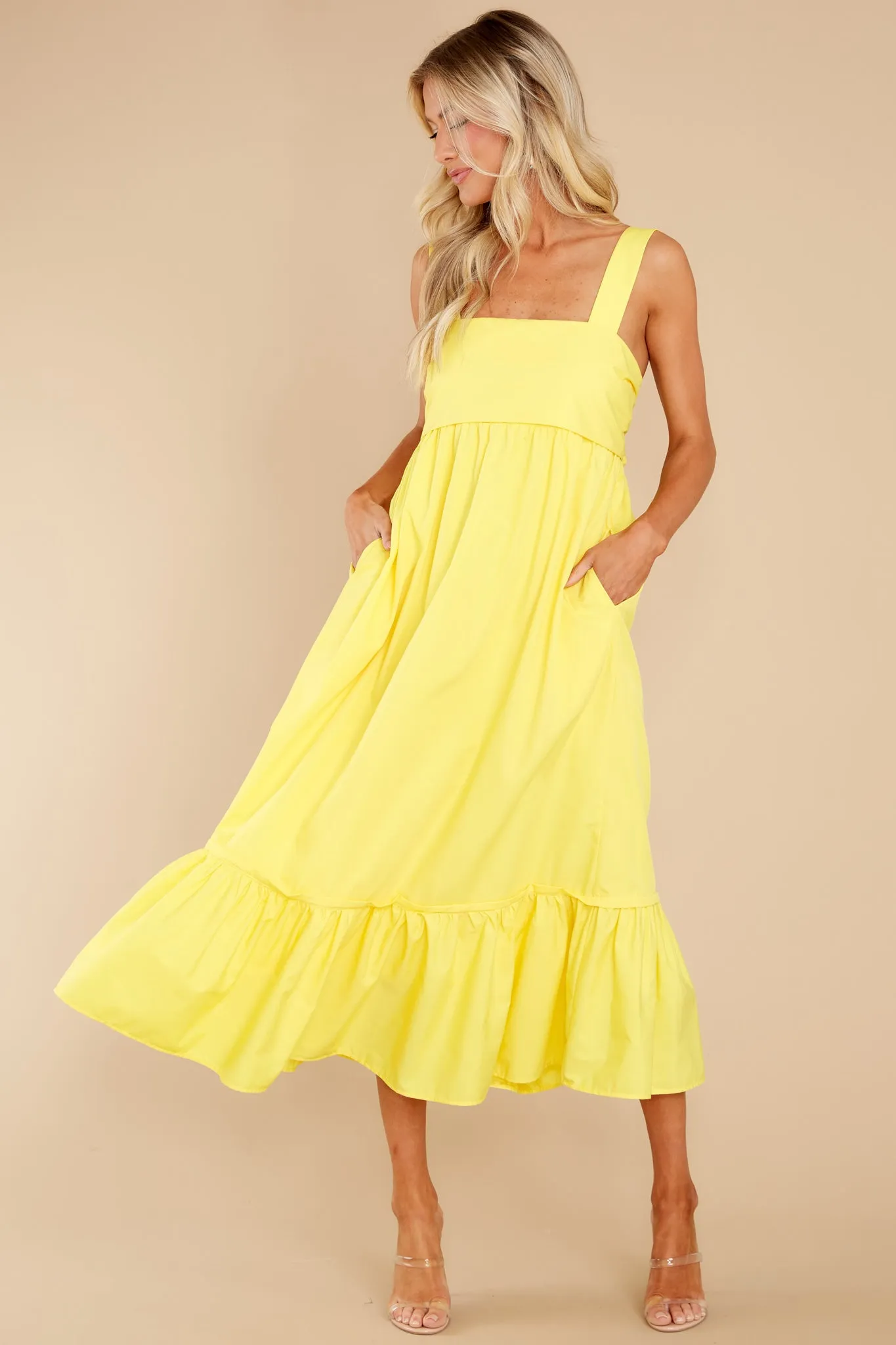 Such A Stunner Yellow Midi Dress