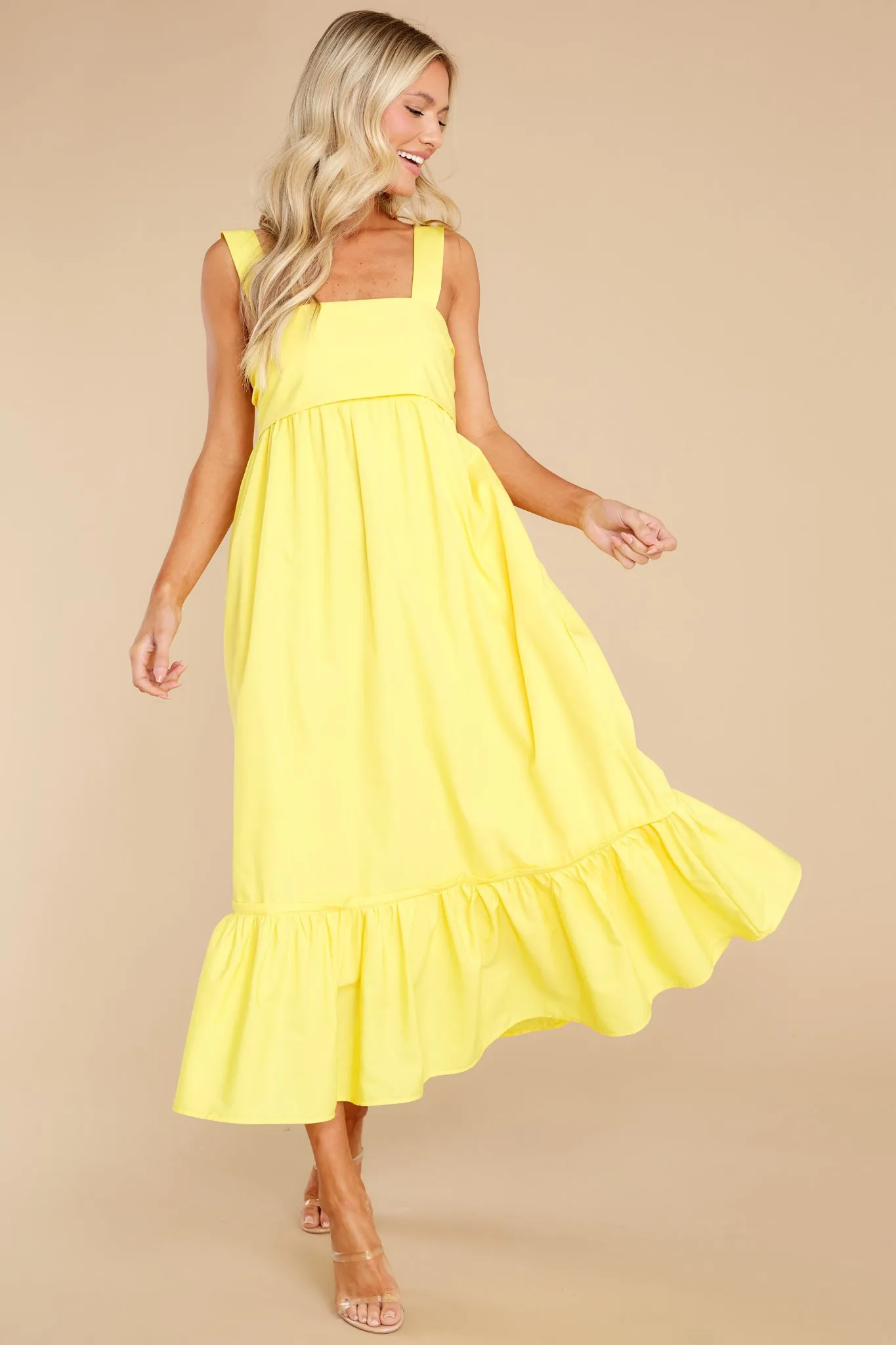 Such A Stunner Yellow Midi Dress