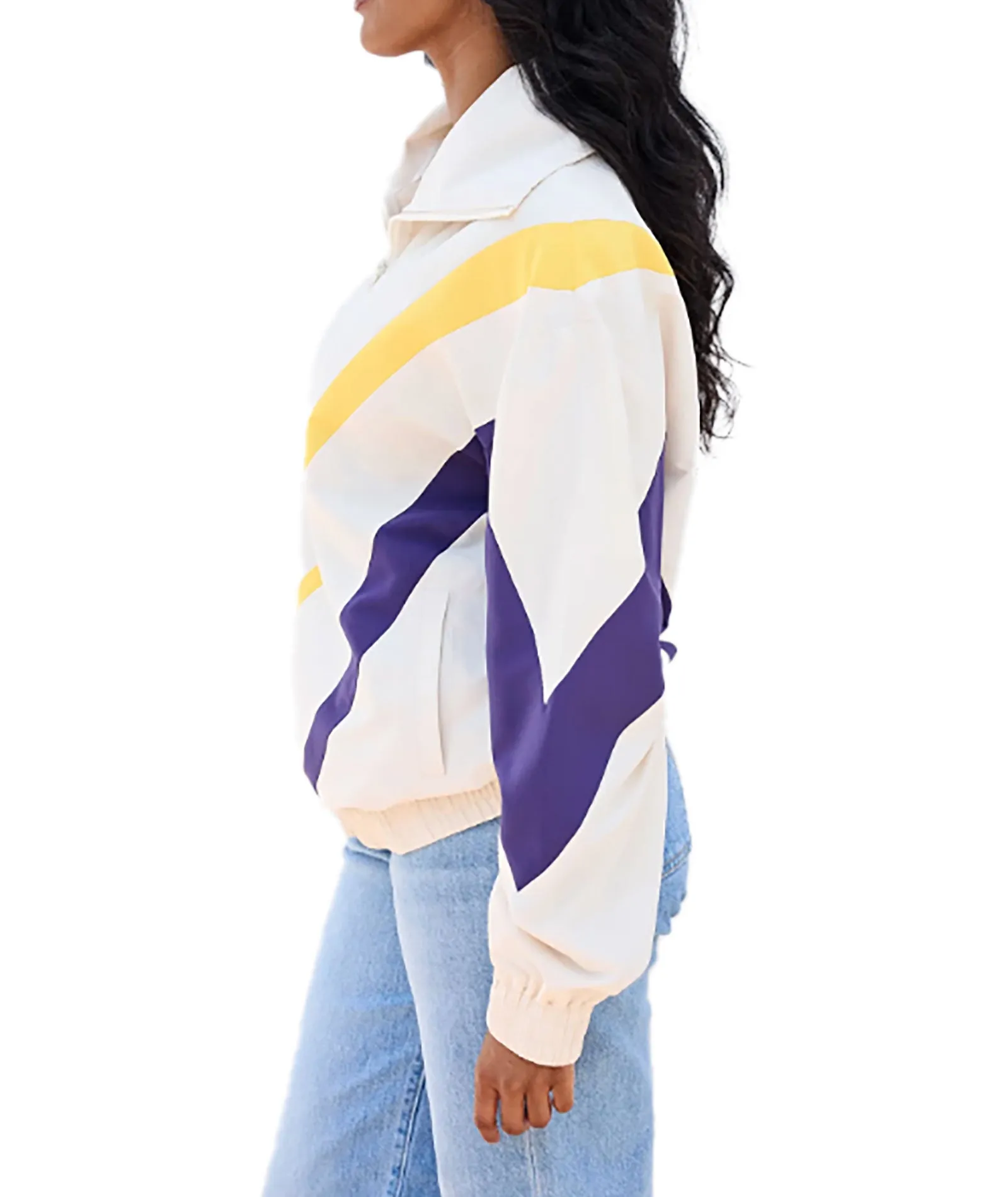 Terez Women LA Lakers Sugar Swizzle Chevron Zip Pullover