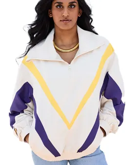 Terez Women LA Lakers Sugar Swizzle Chevron Zip Pullover