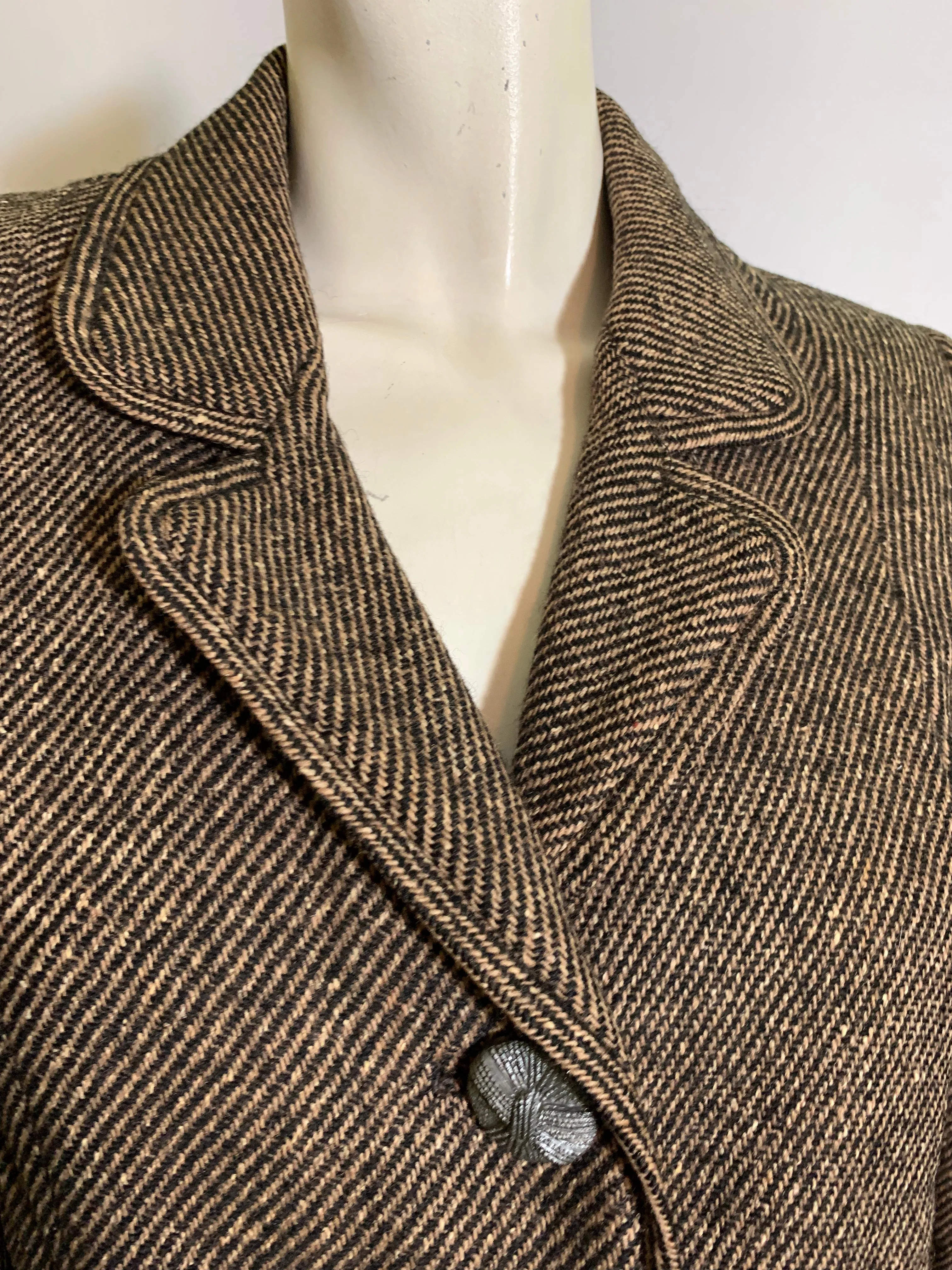 Textured Bark Brown Wool Cropped Jacket circa 1960s