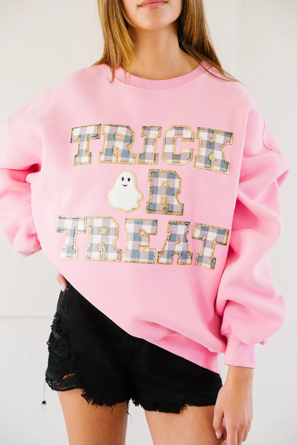 TRICK OR TREAT GINGHAM GLAM PULLOVER