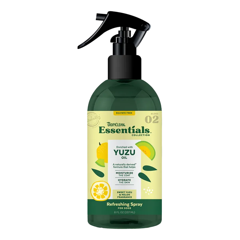 TropiClean Essentials Refreshing Spray Yuzu Oil - Sweet Yuzu & Melon for Dogs 8oz