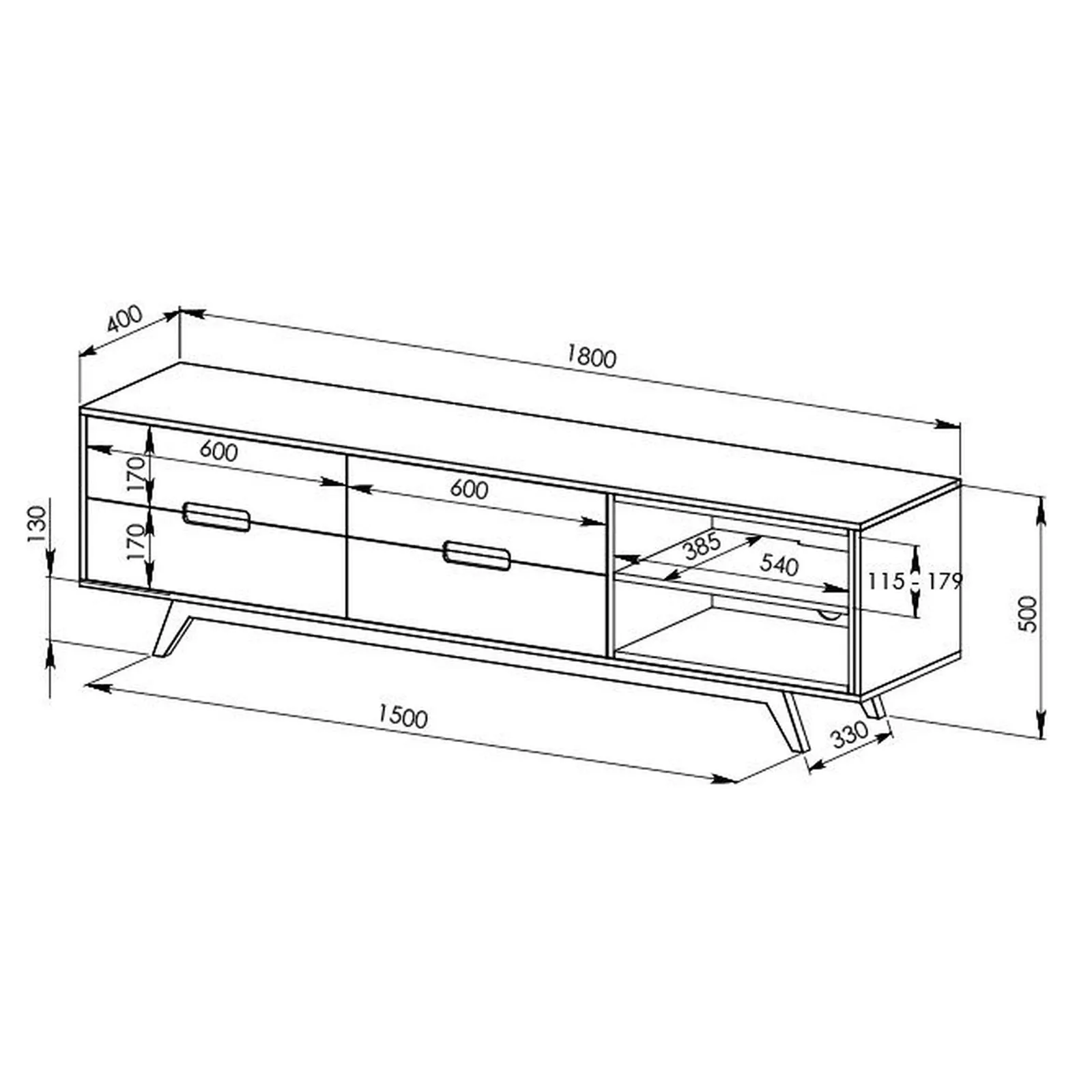 Tuscany Entertainment Unit 1800mm Oak White by Criterion