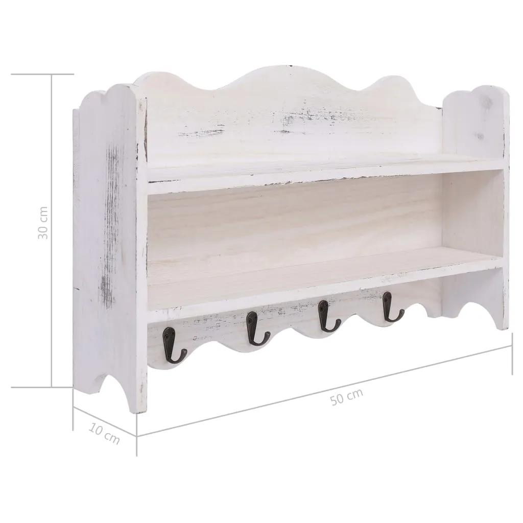 vidaXL Wall Mounted Coat Rack White 50x10x30 cm Wood