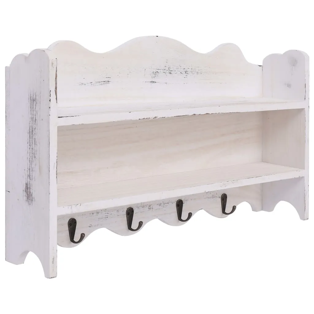 vidaXL Wall Mounted Coat Rack White 50x10x30 cm Wood