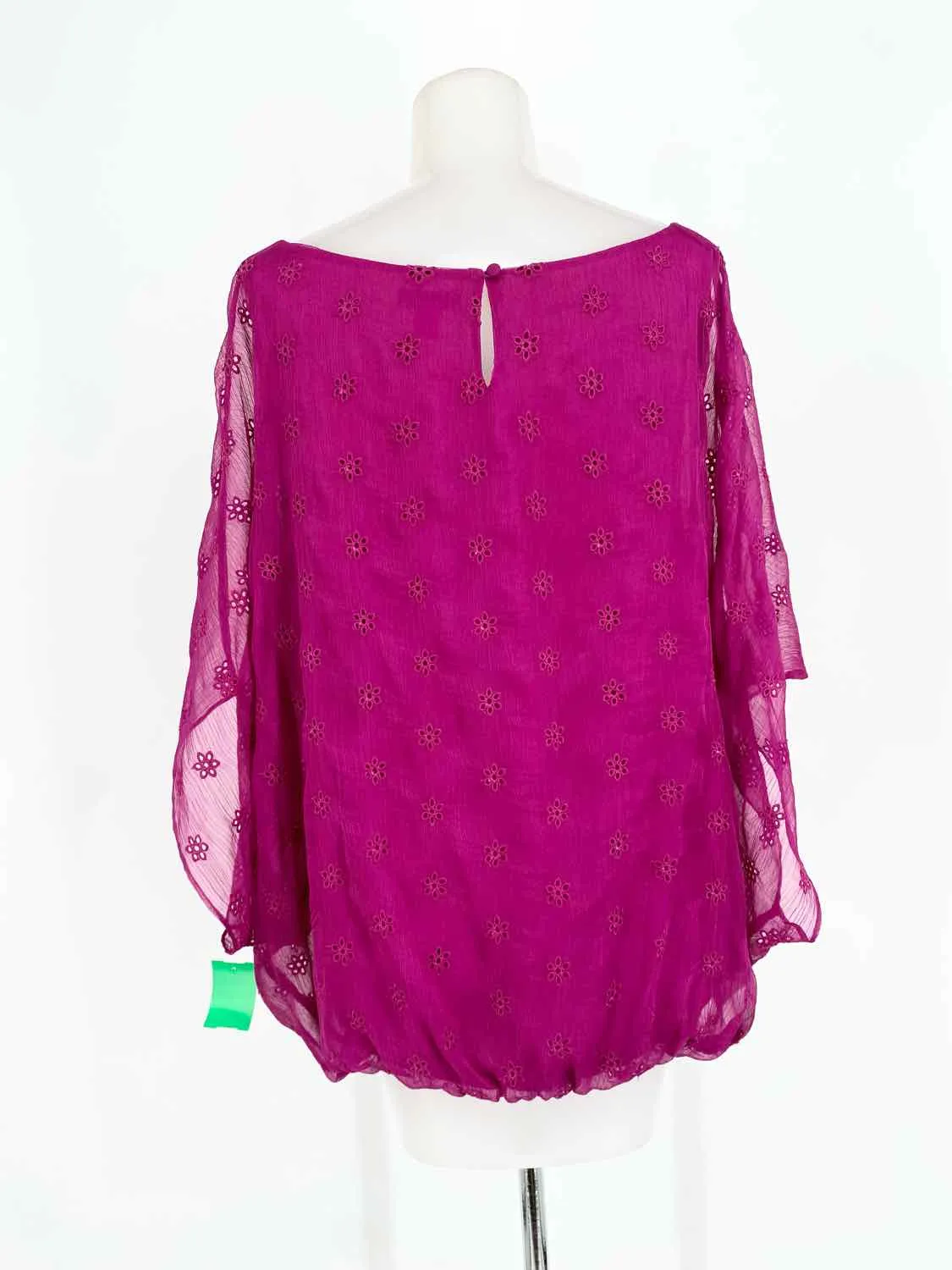 VINCE CAMUTO Women's Purple Poncho Sheer Eyelet Size XL Short Sleeve Top