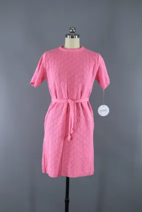 Vintage 1960s Pink Knit Sweater Dress