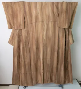 Vintage Unused Paint Splatter Brown Kimono - Traditional Japanese Silk Robe - Abstract Lines