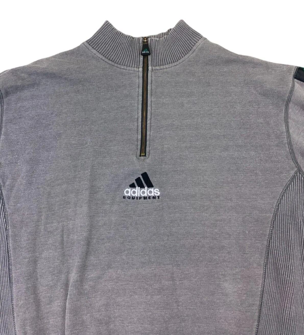 VTG 90s 00s ADIDAS EQT GREY HALF ZIP PULLOVER JUMPER SIZE M