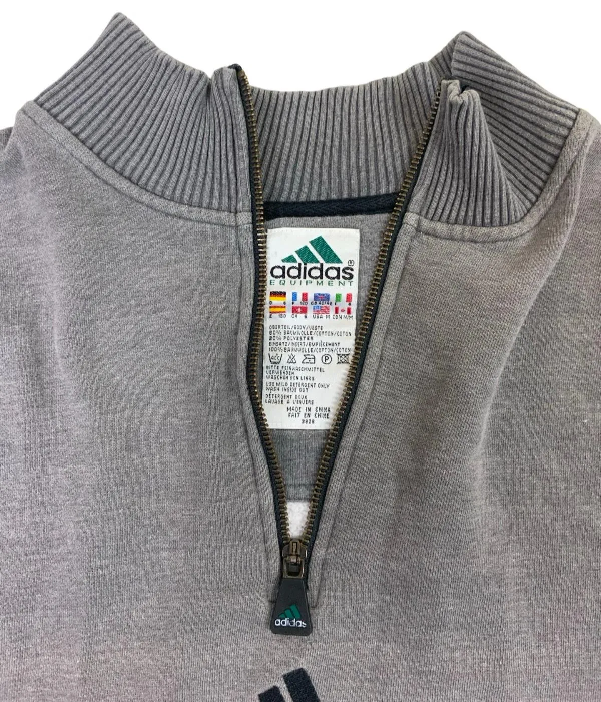 VTG 90s 00s ADIDAS EQT GREY HALF ZIP PULLOVER JUMPER SIZE M