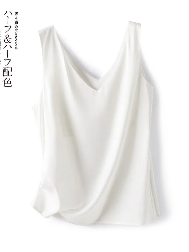 Woman Elegant SILK Satin Sleeveless Blouse