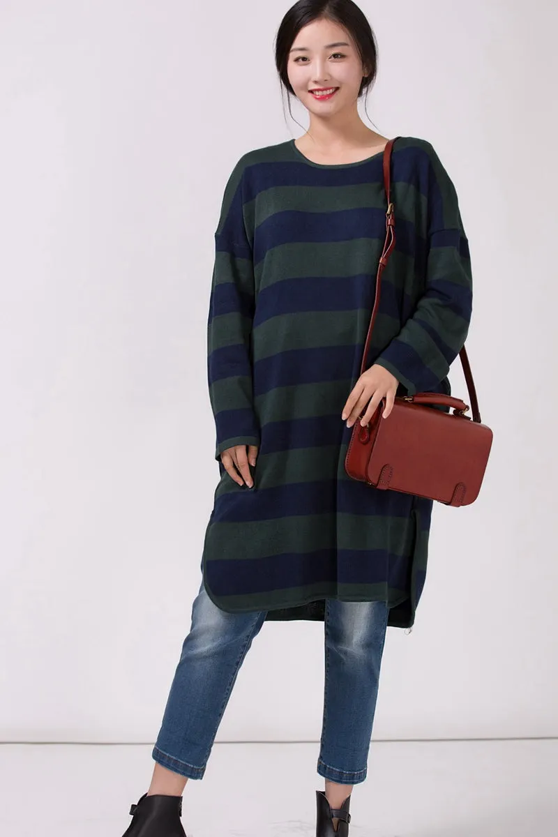 Women Loose Plus Size Striped Sweater