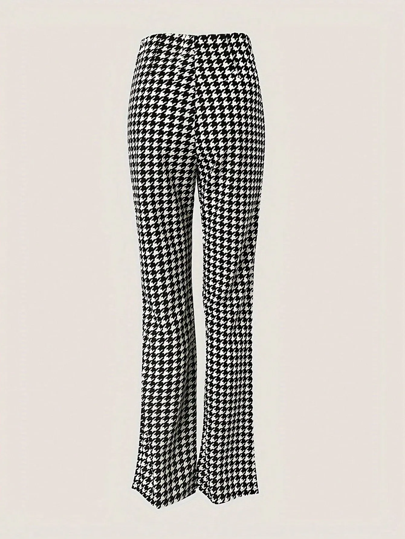 Women's Casual Plaid Houndstooth Flared Pants For Spring And Autumn