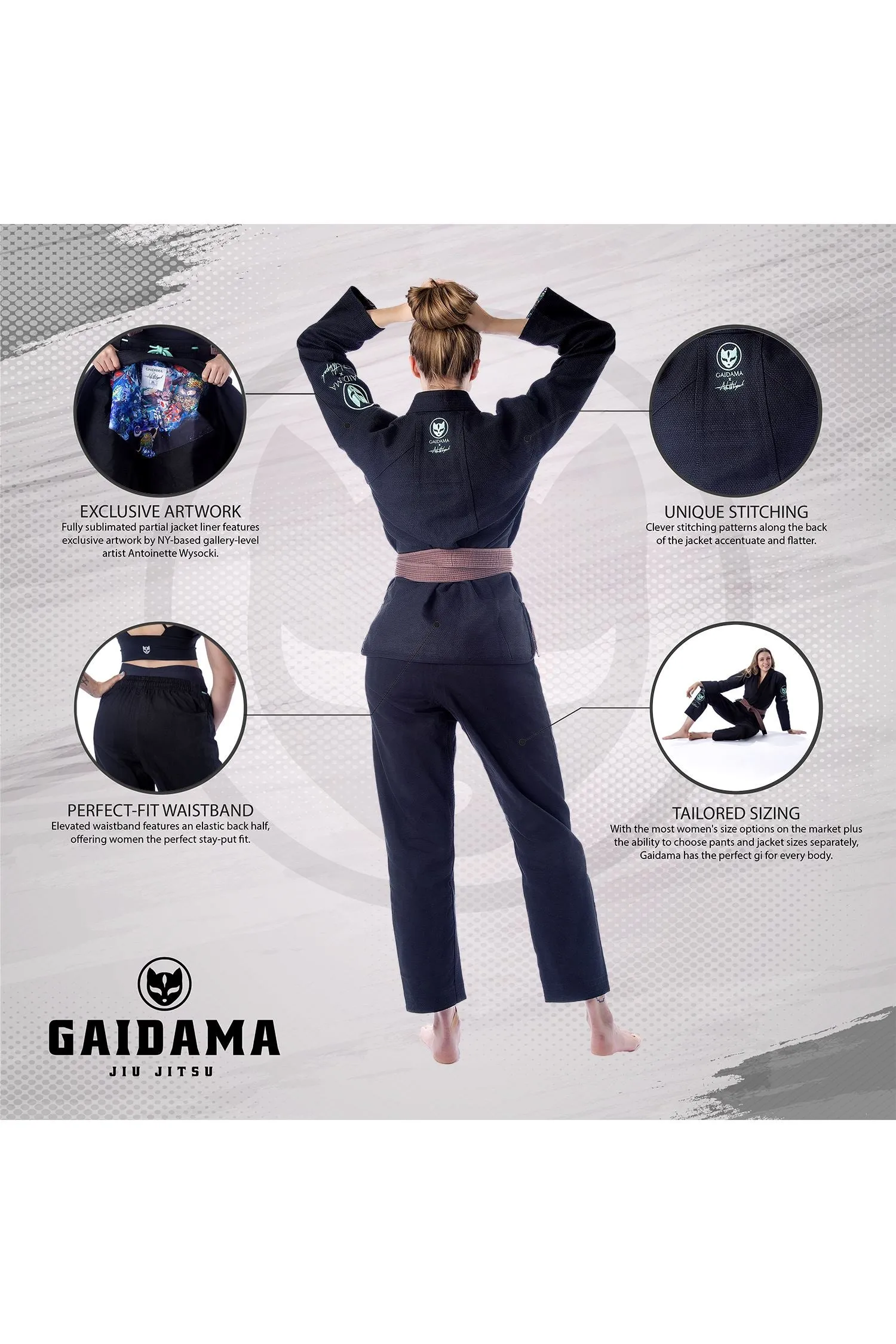 Women's Gaidama x Antoinette Wysocki Perfect Fit Jiu Jitsu Gi - Black