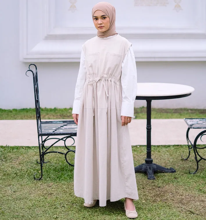 Zalina Dress Cream (Overall Cotton Linen)