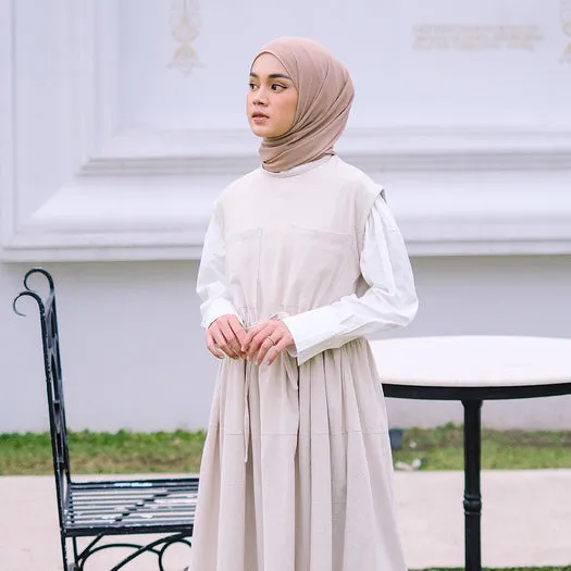 Zalina Dress Cream (Overall Cotton Linen)